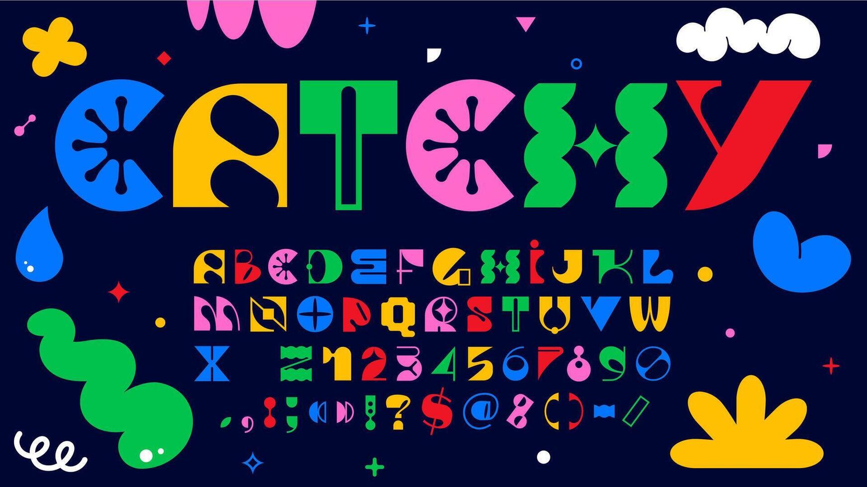 Modern brutal font, geometric Swiss or Y2K type vector