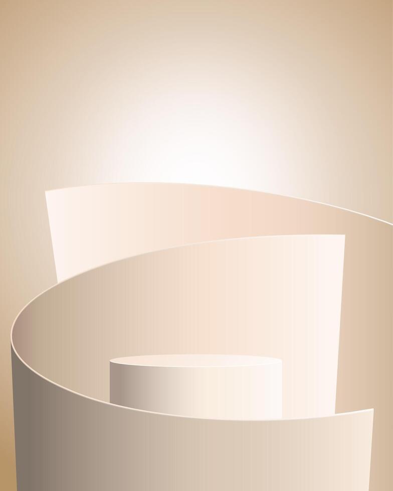 Beige podium stage, round cylindrical pedestal vector