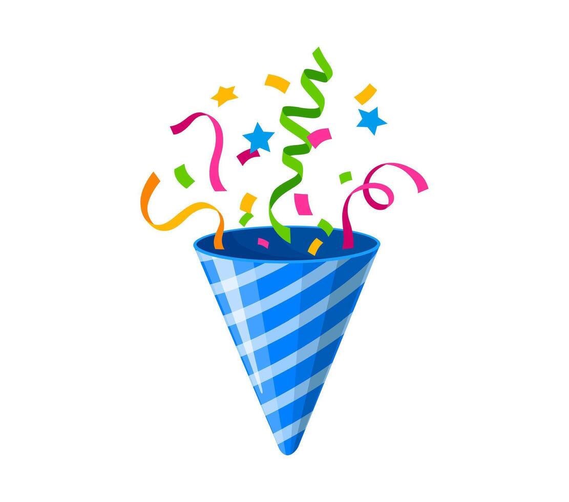 Holiday popper cone or firecracker with confetti vector