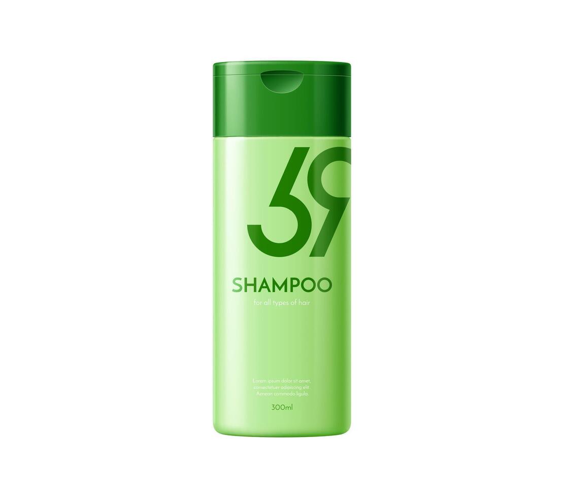 Green shampoo bottle package template or mockup vector