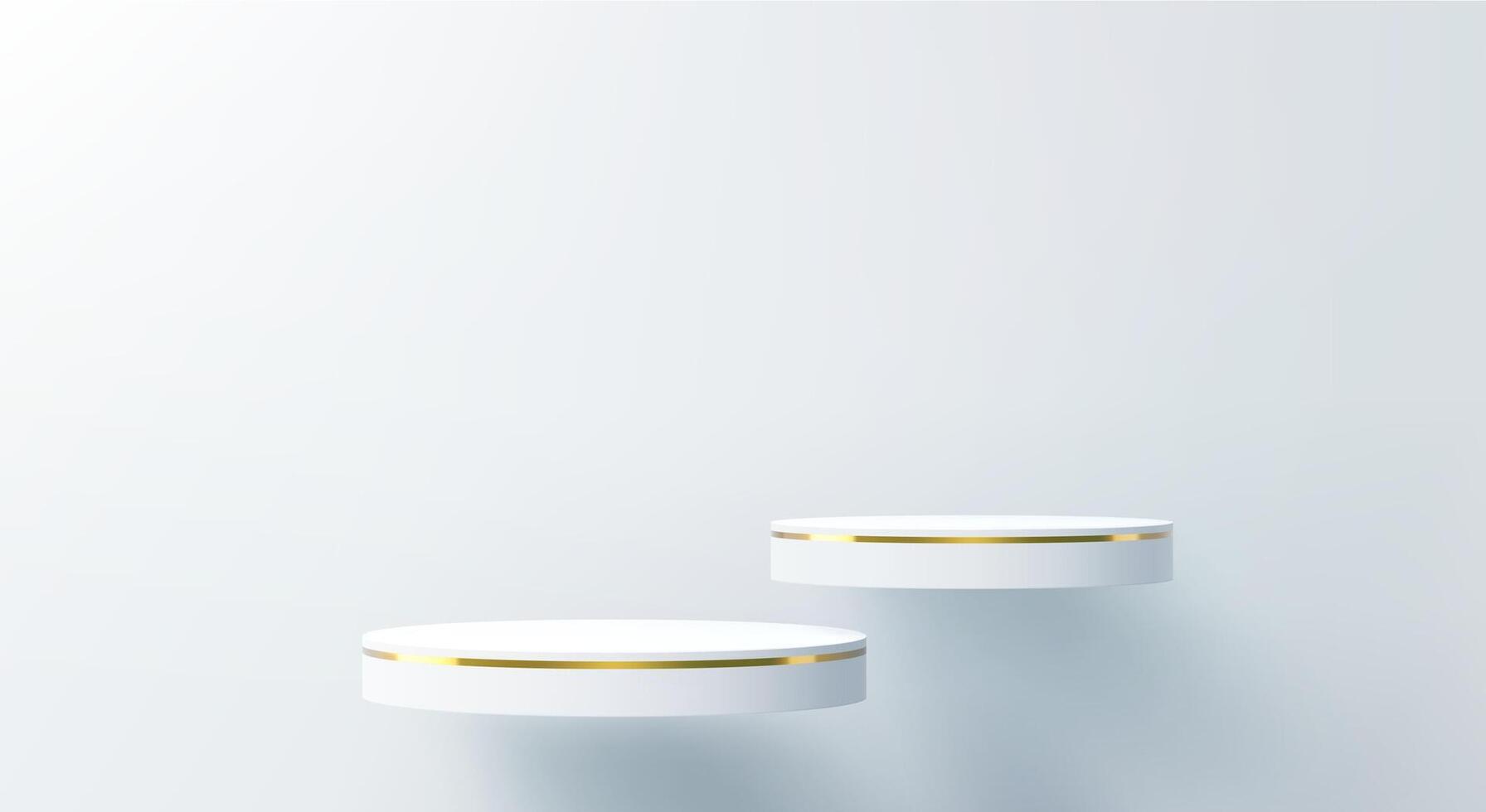 White podium stage and platform with golden frames vector