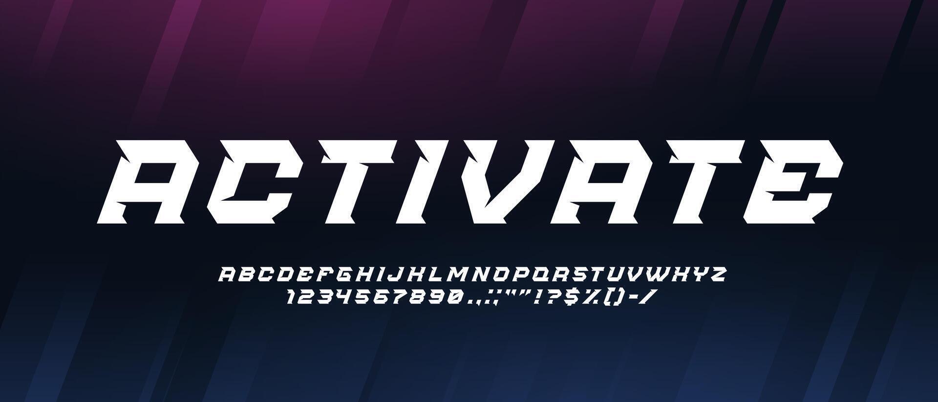Sport car font, dynamic type letters and numbers vector