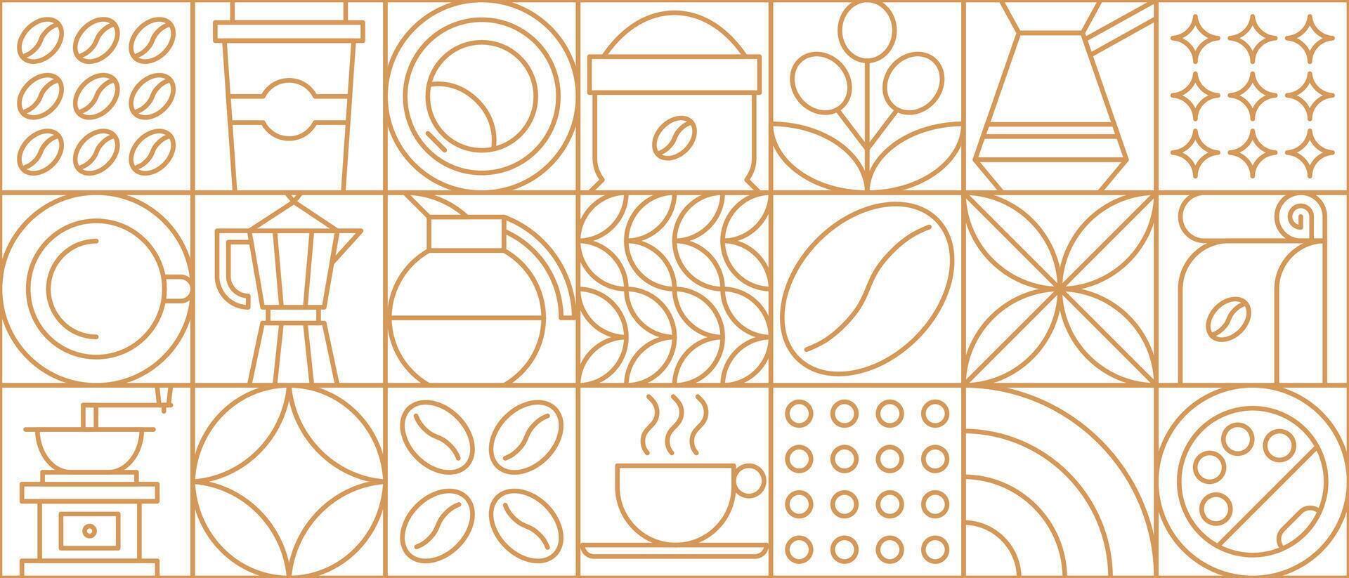 Abstract coffee modern line geometric pattern vector