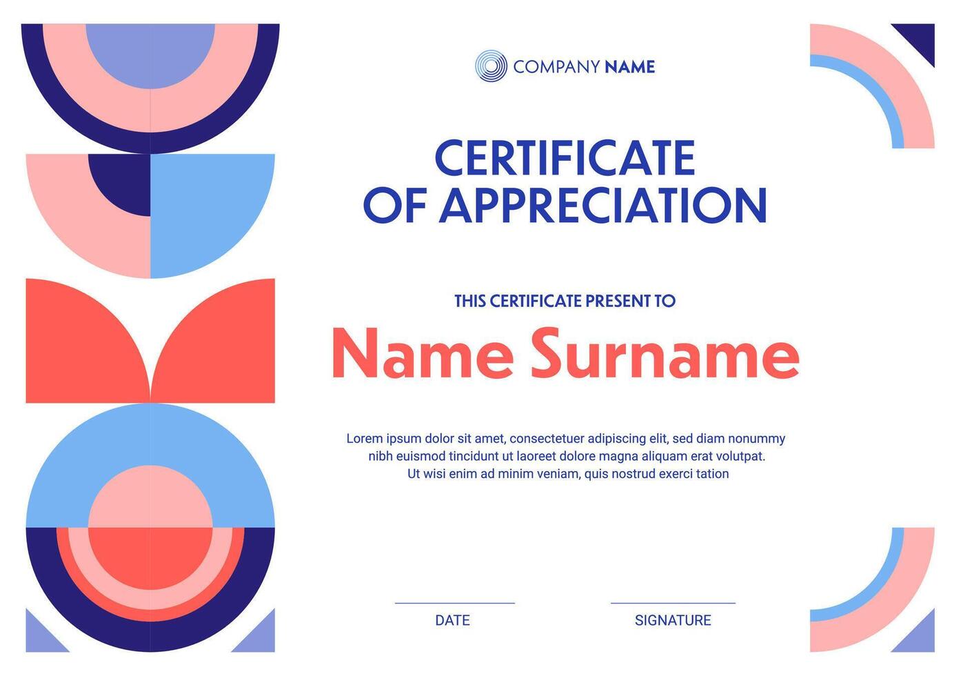 Abstract geometric appreciation certificate award vector