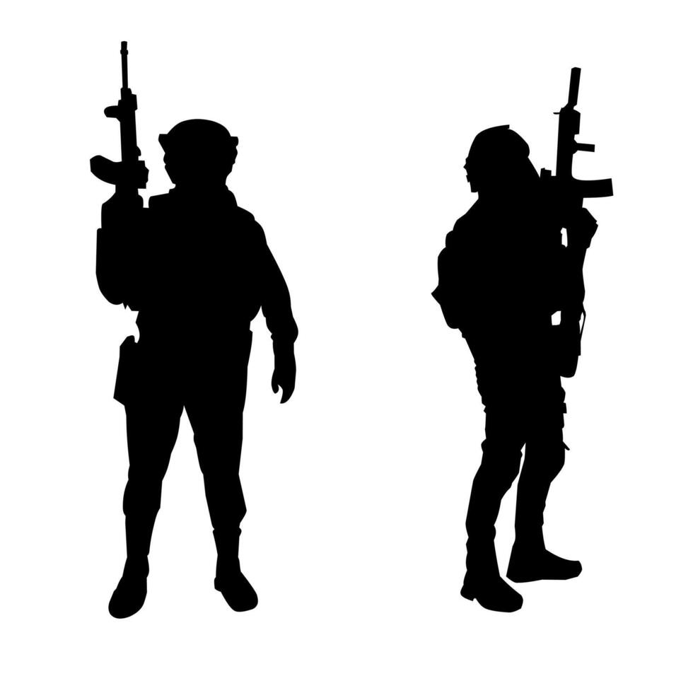 Army Black Silhouette Set vector