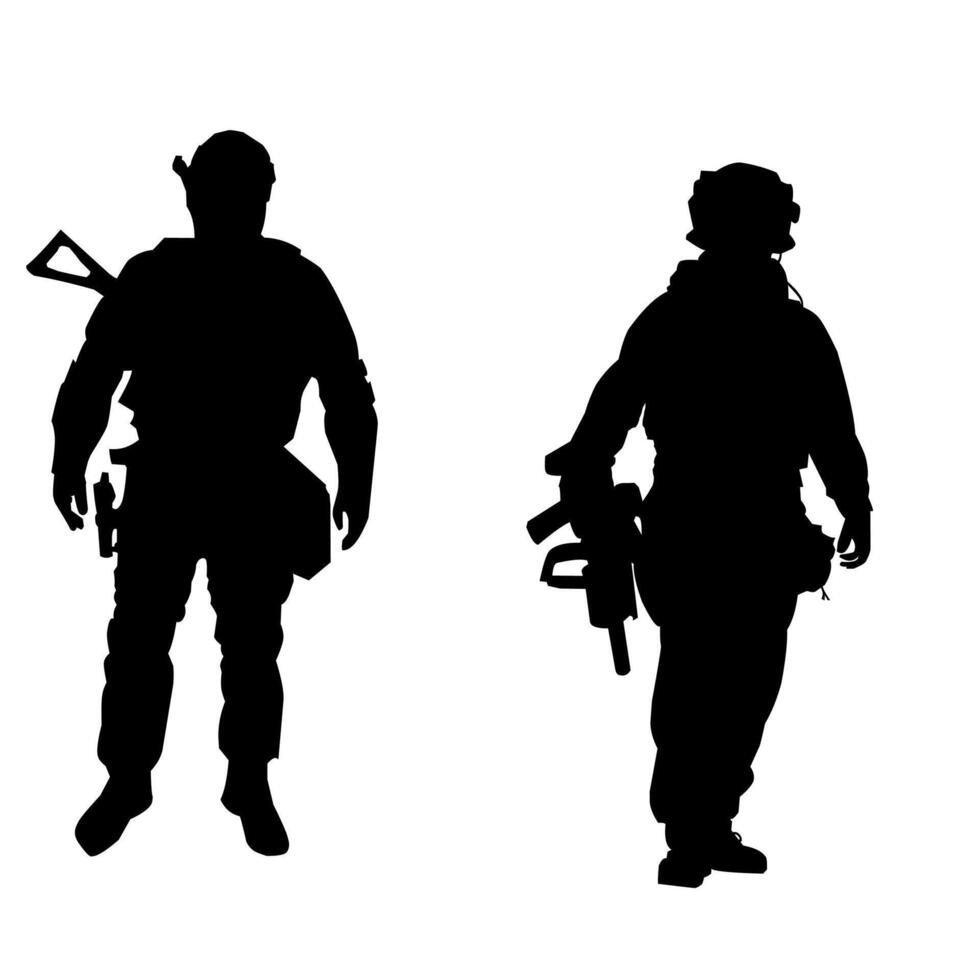 Army Black Silhouette Set vector