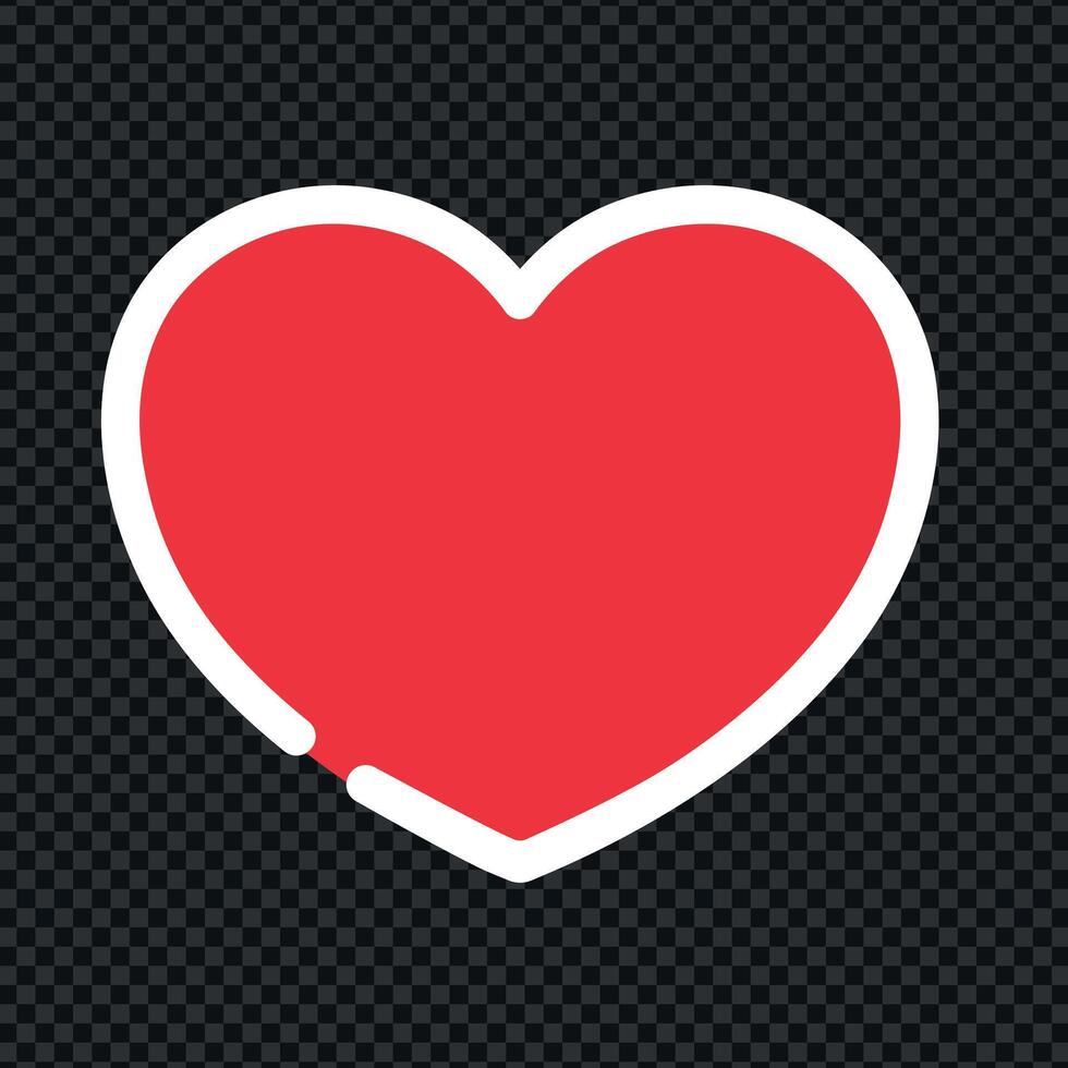 Heart line icon. Red heart outline on dark background. illustration vector