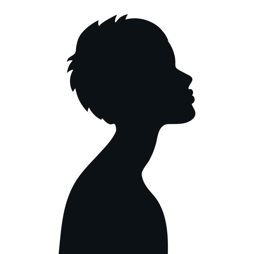 Woman profile silhouette. Silhouette of a young female with short hair. Side view. illustration vector