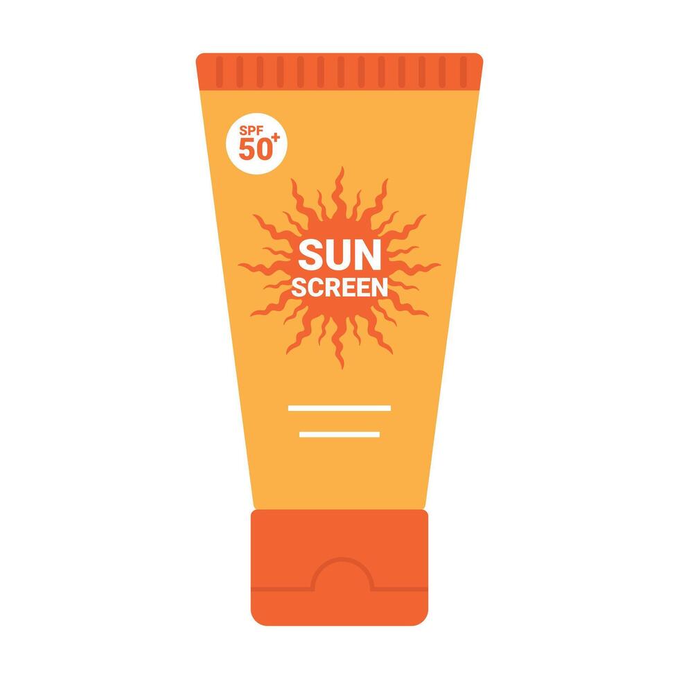 Tube with Sunscreen cream or lotion. Sunscreen product package design. SPF 50 product. illustration vector