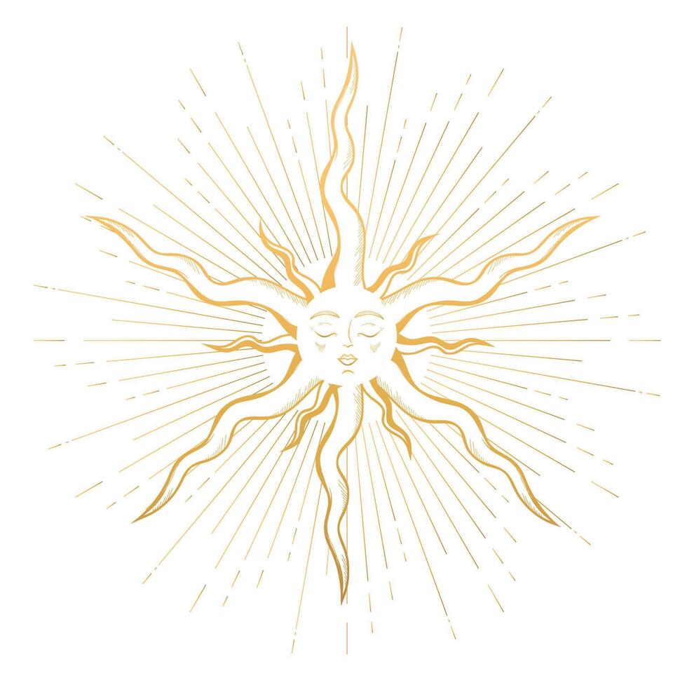 Golden star. Hand drawn celestial symbol. illustration vector