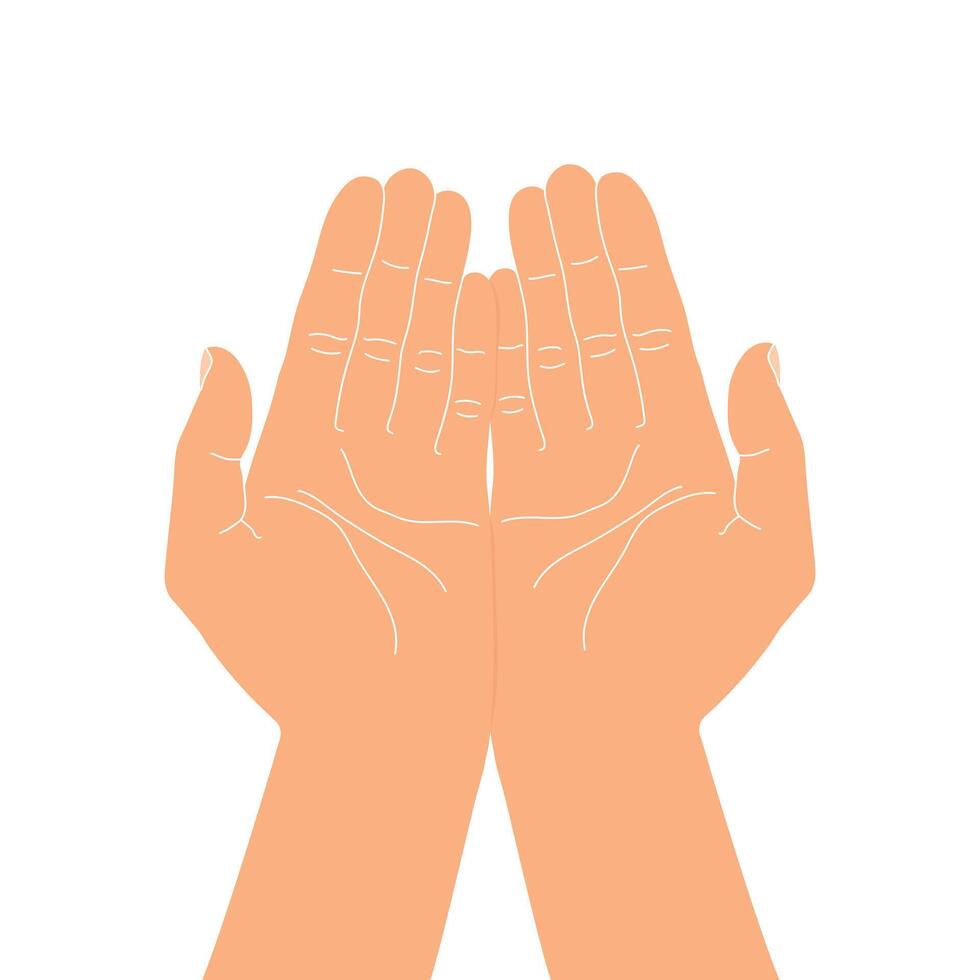 Giving or taking hand gesture. Cupped hands with open palms. Hands carefully holding something. illustration vector