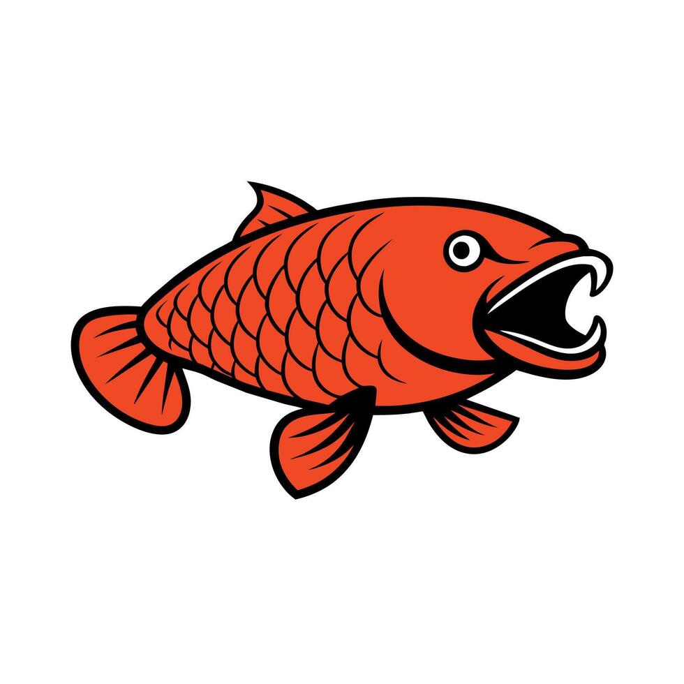 Arowana fish angry icon illustration vector