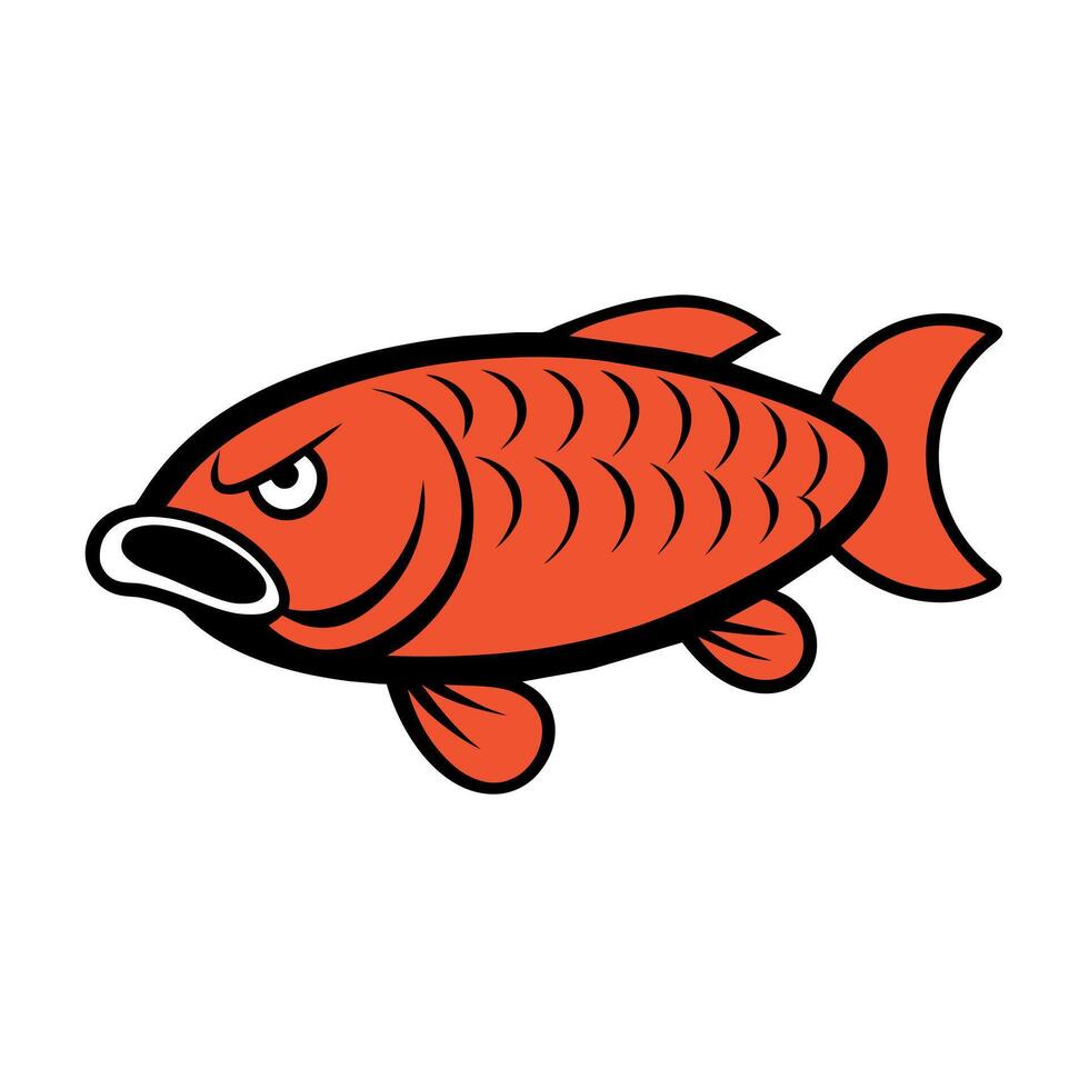 Asian Arowana fish angry icon illustration vector