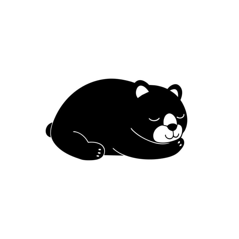 Asian Black Bear sleeps icon illustration vector