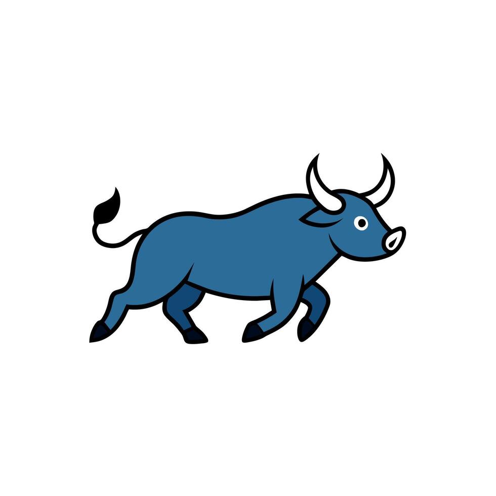 Asian Water Buffalo runs icon illustration vector