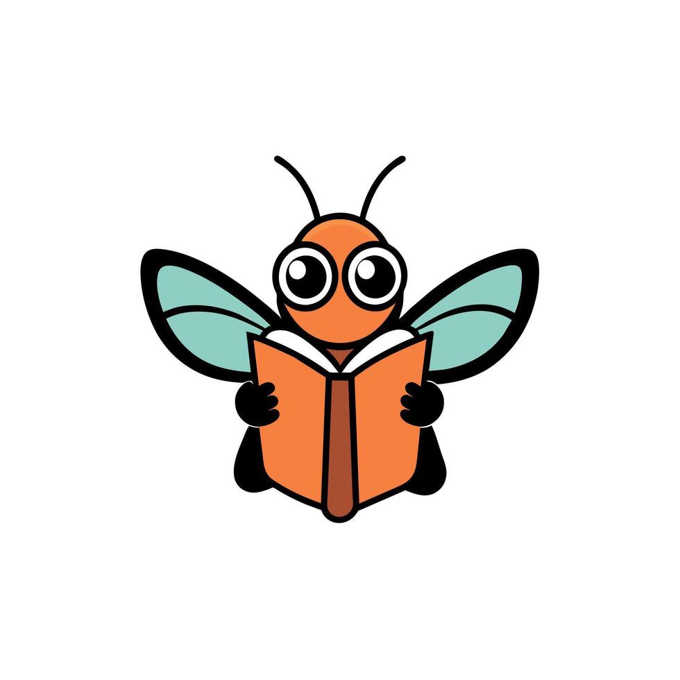 Atlas Moth butterfly reading icon illustration vector