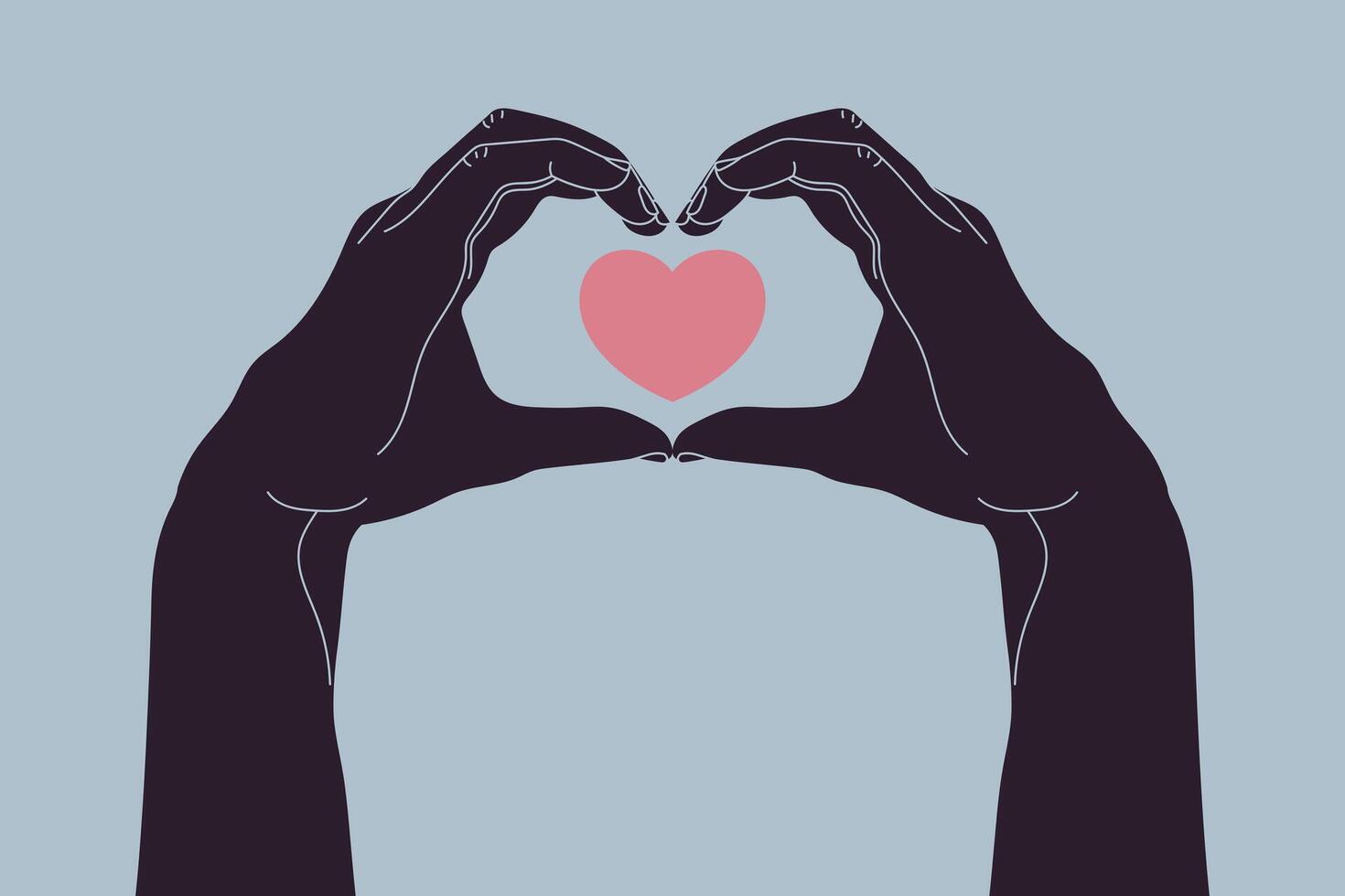 Hand drawn hands making heart sign. Hands making a heart gesture. illustration vector