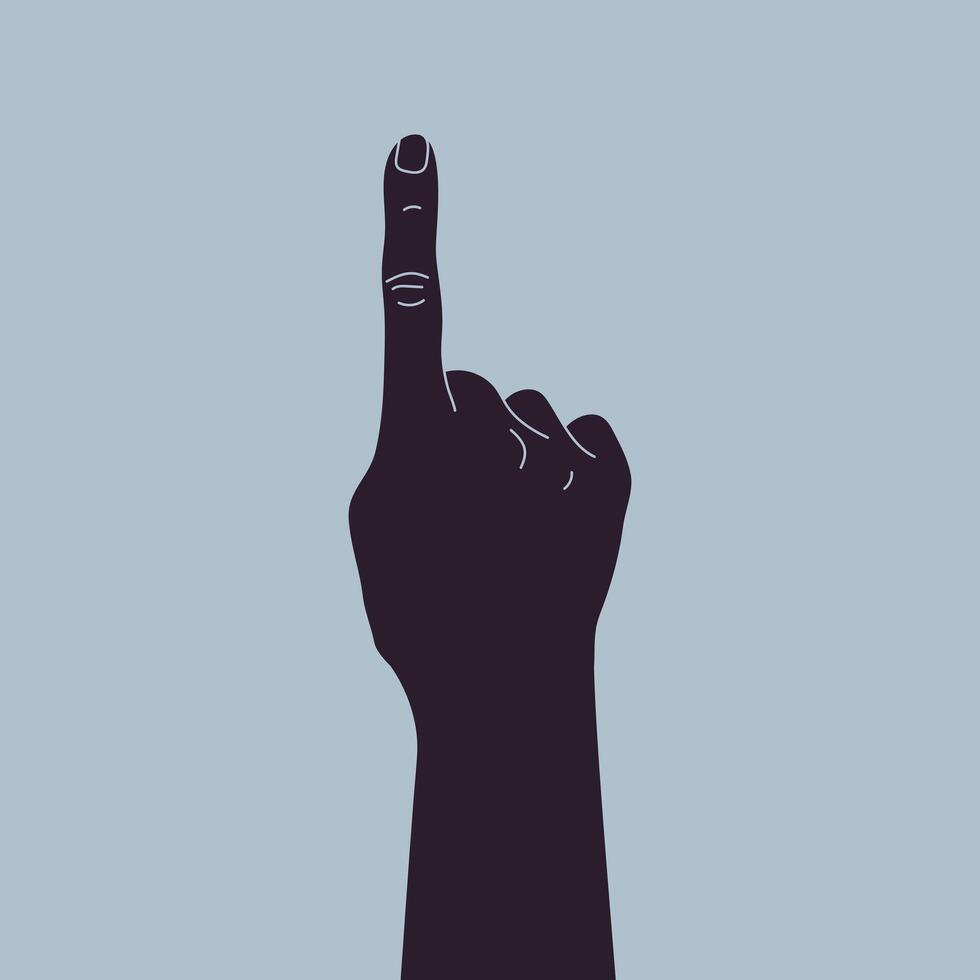 Hand with index finger. Raised hand with pointing finger. illustration vector
