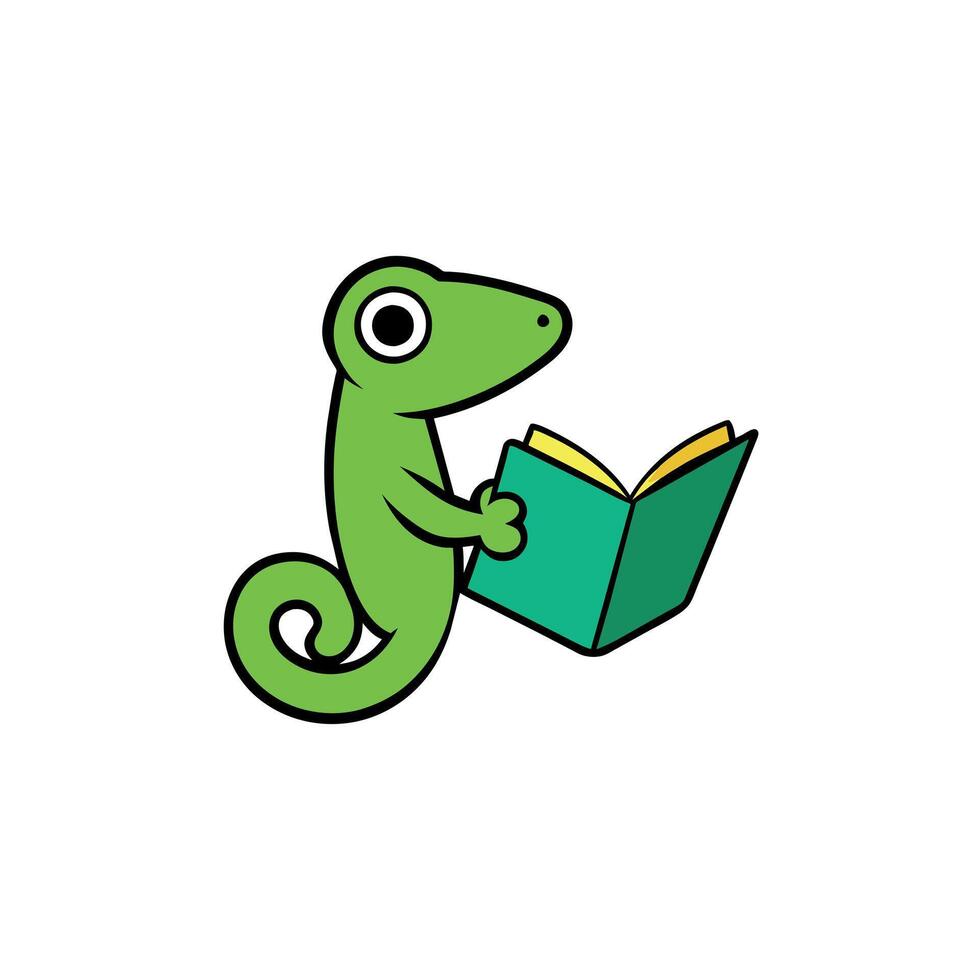 Australian Gecko reading icon illustration vector