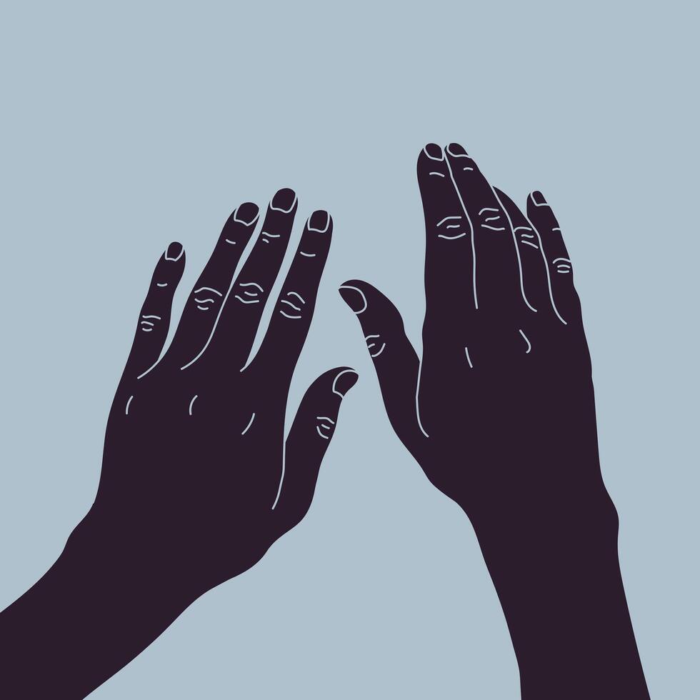 Hands stroking the surface. Human hands gesture. illustration vector