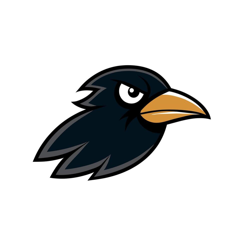 Australian Raven bird angry icon illustration vector