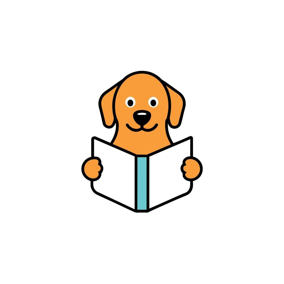 Australian Retriever dog reading icon illustration vector