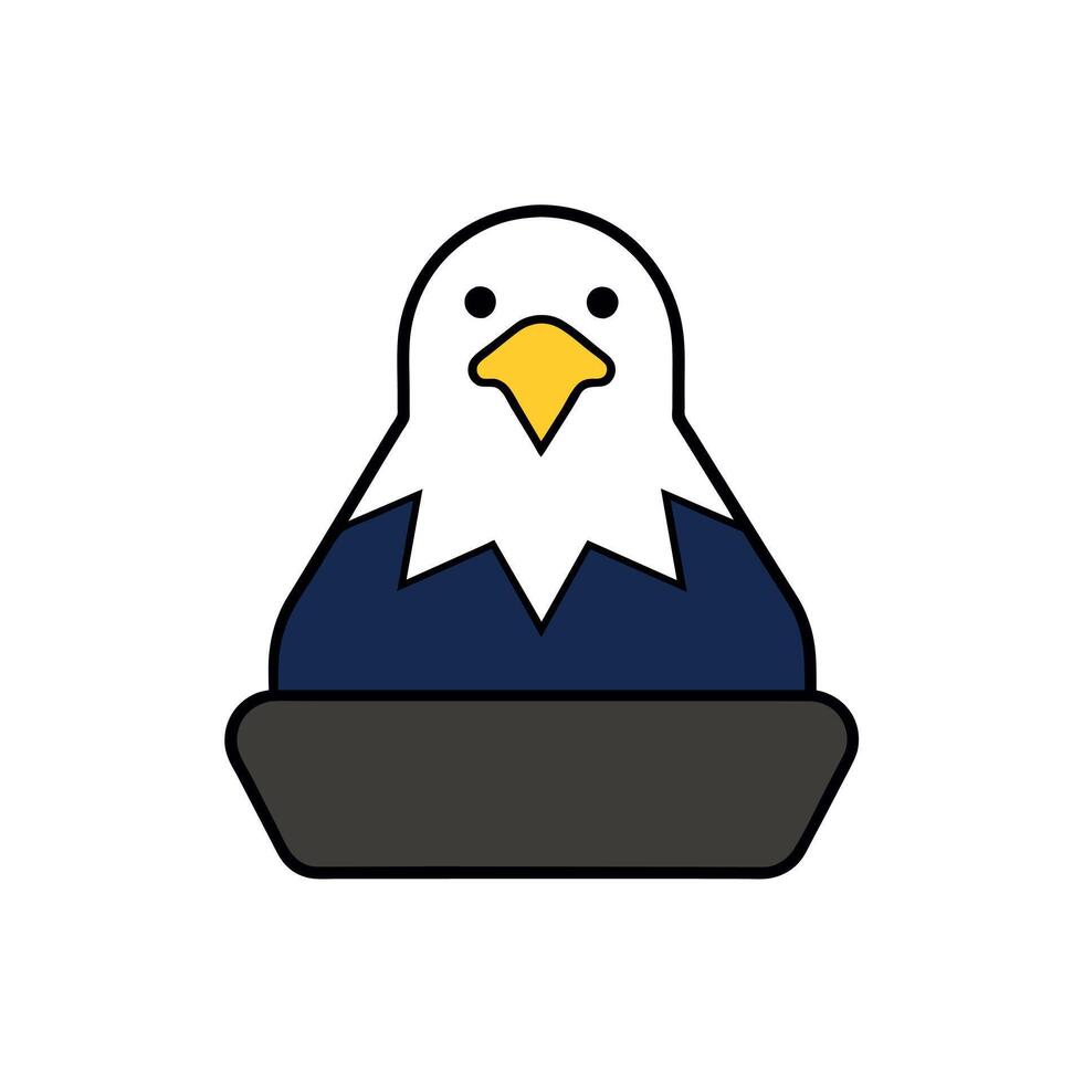 Bald Eagle bird sits icon illustration vector