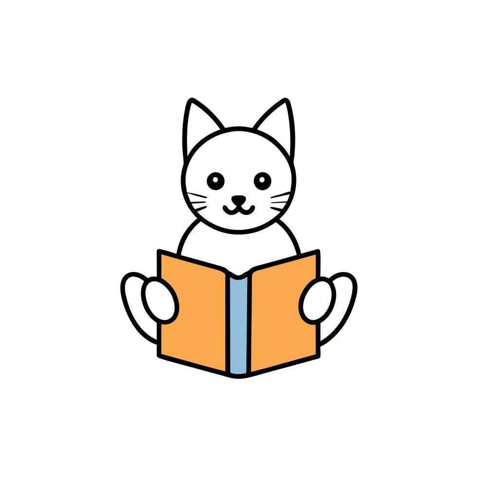Balinese cat reading icon illustration vector