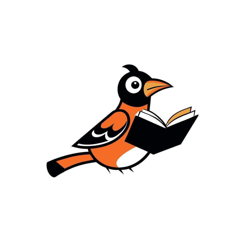 Baltimore Oriole bird reading icon illustration vector