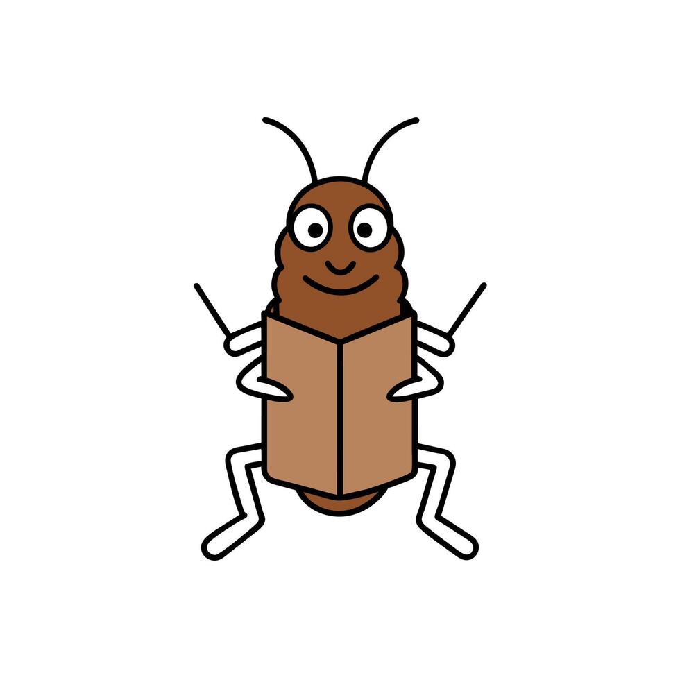 Bark Beetle bug reading icon illustration vector