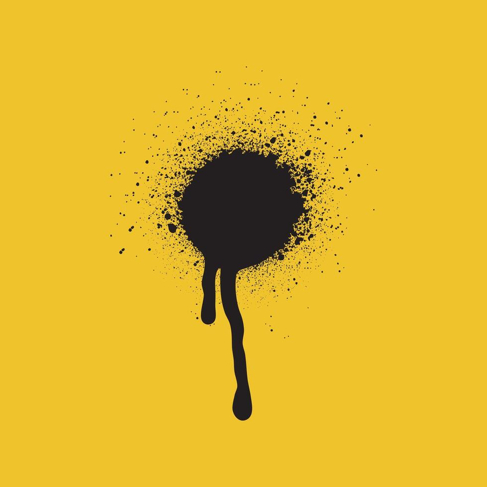 Spray splash on yellow background. Splatter dot. Graffiti spray paint. illustration vector