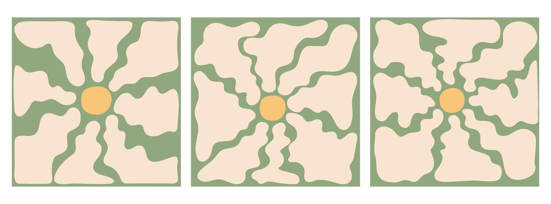 Groovy retro backgrounds with chamomile flower. Hippie 60s, 70s style. illustration vector