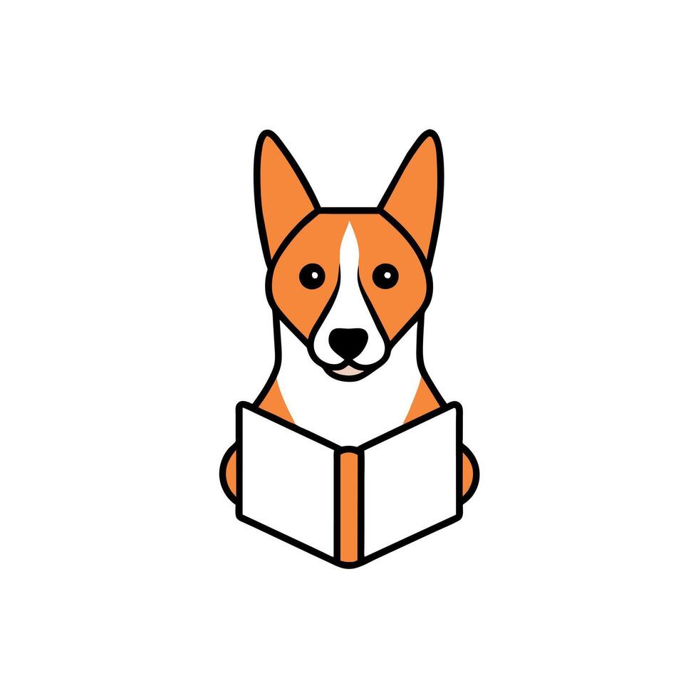 Basenji Dog reading icon illustration vector