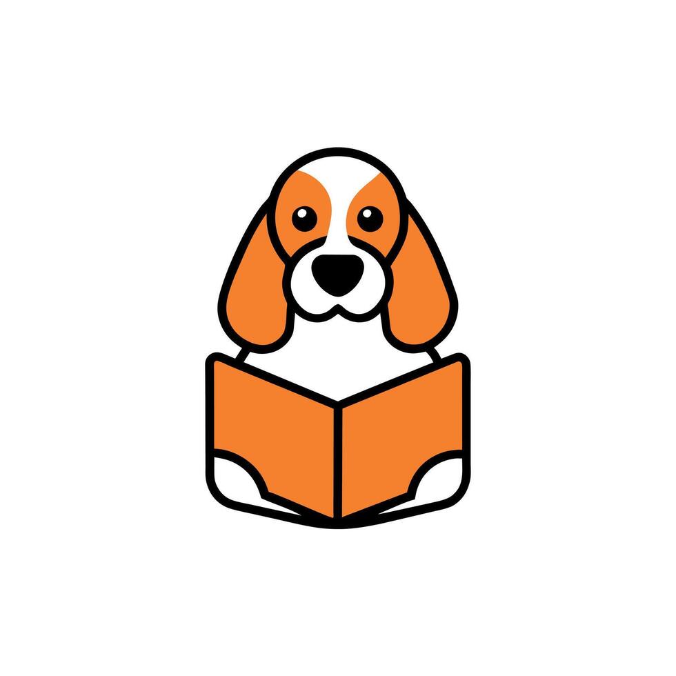 Bassador dog reading icon illustration vector
