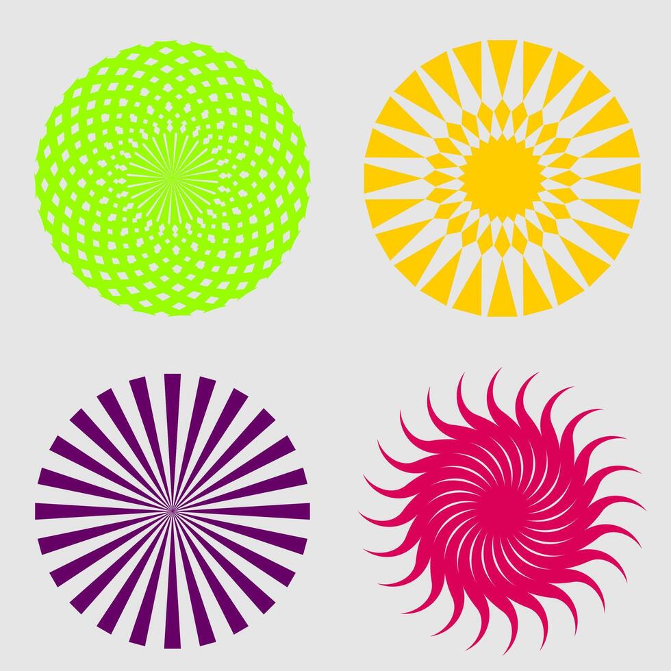 Psychedelic spiral with colorful radial swirl. Object for decoration and background vector