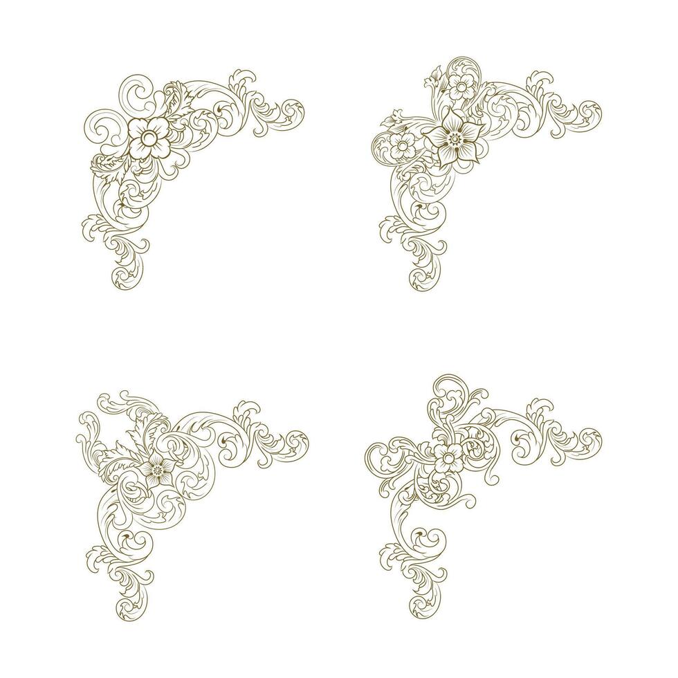 Classic Vintage Baroque Victorian Frames Separator Elements Classic Wedding Invitation vector