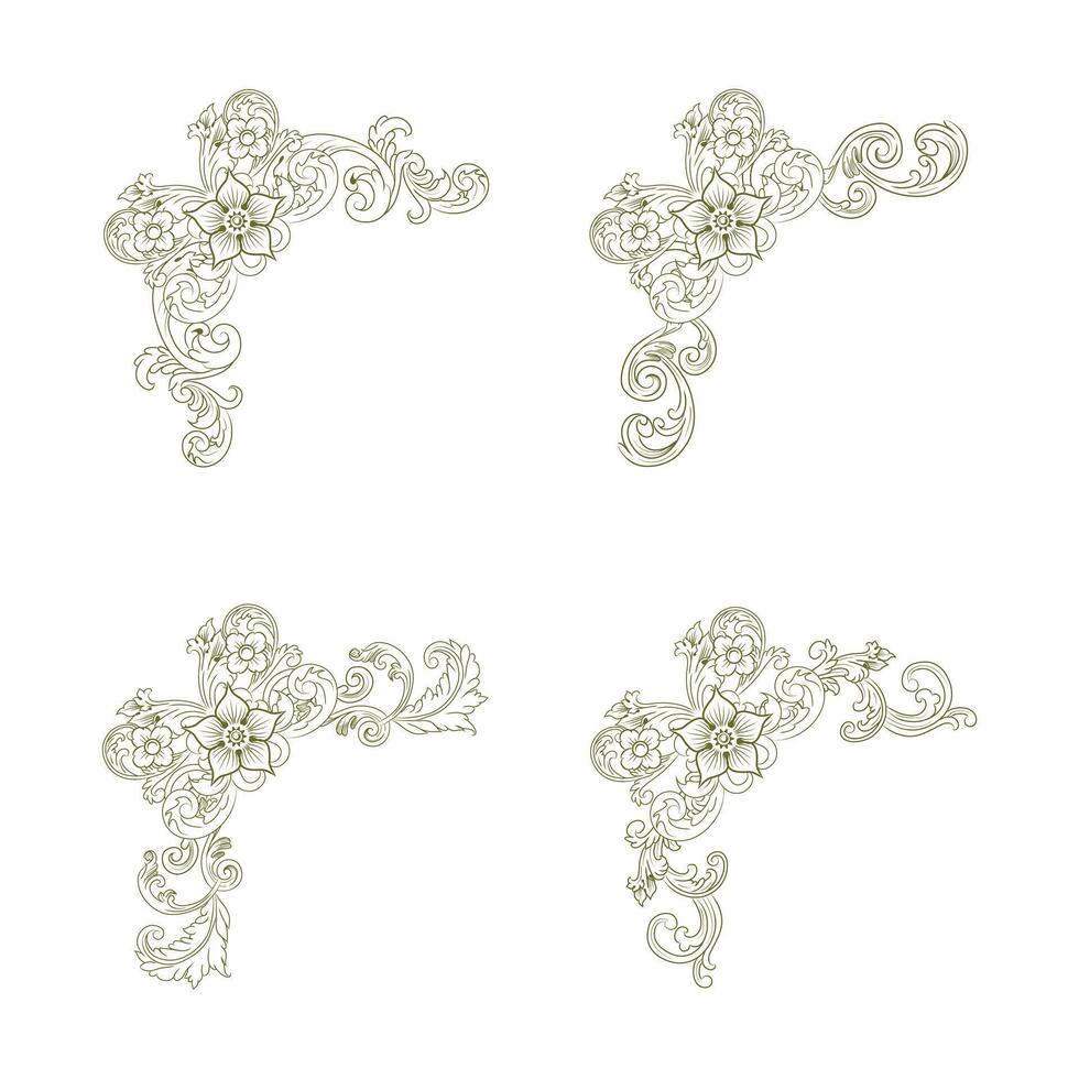 Classic Vintage Baroque Victorian Frames Separator Elements Classic Wedding Invitation vector