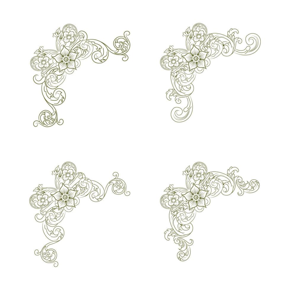 Classic Vintage Baroque Victorian Frames Separator Elements Classic Wedding Invitation vector