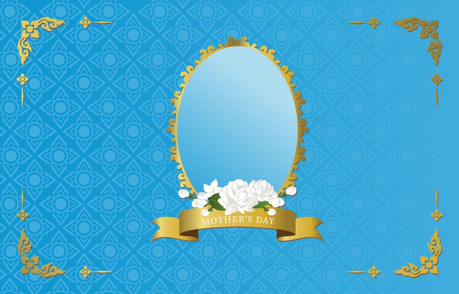 mother's day blue invitation with jasmine for horizontal design vector