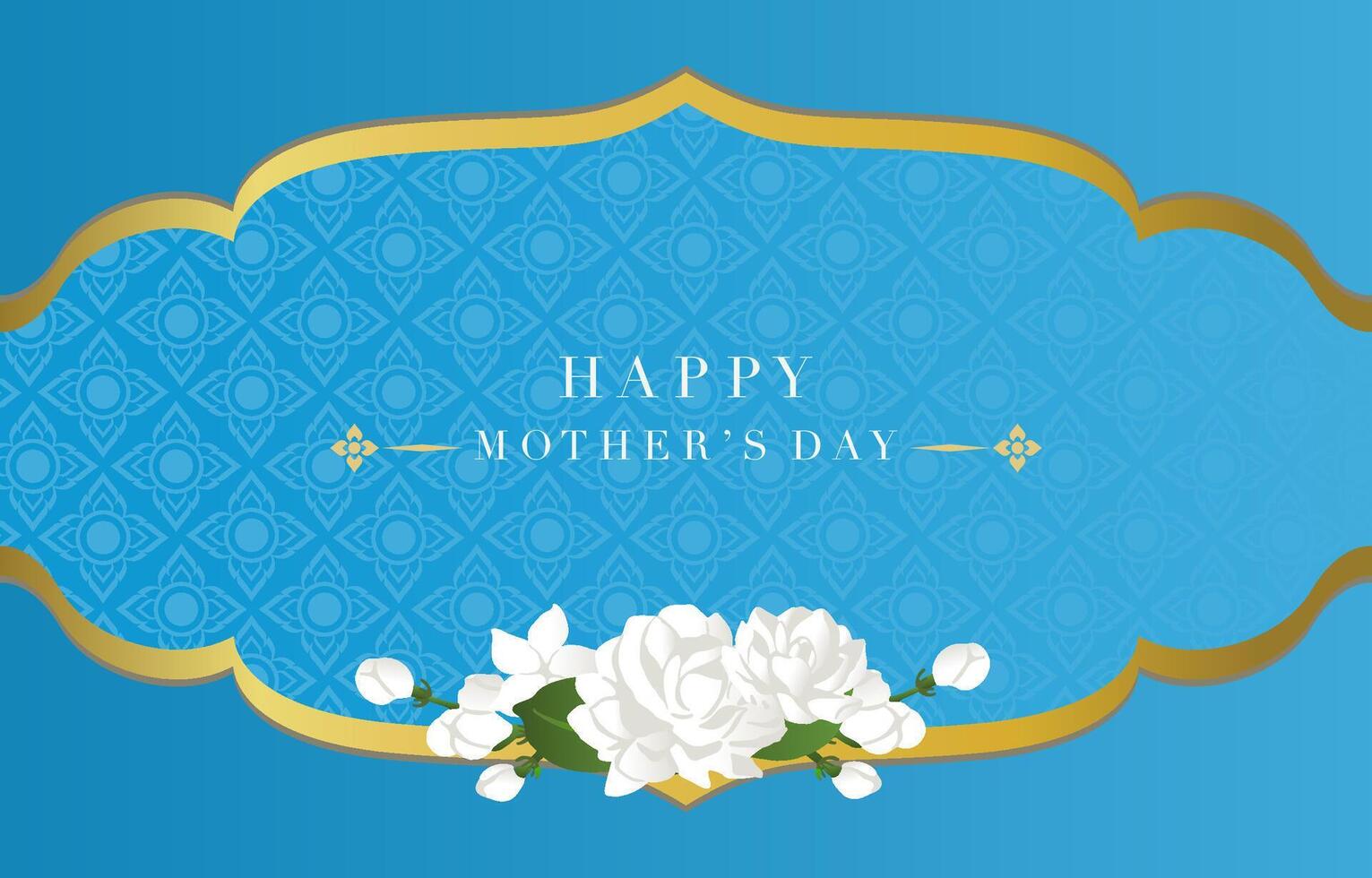 mother's day blue invitation with jasmine for horizontal design vector
