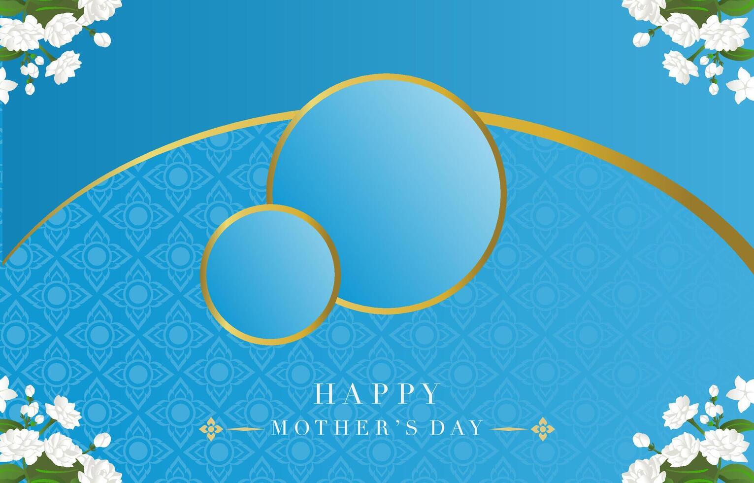 mother's day blue invitation with jasmine for horizontal design vector