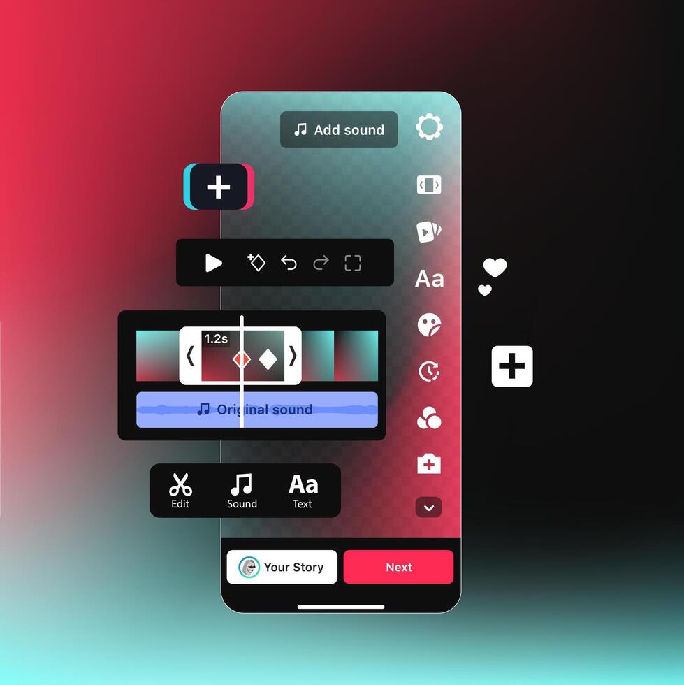 Sharing Platform. App for Create and Edit Short Clips. production Montage concept. illustration vector