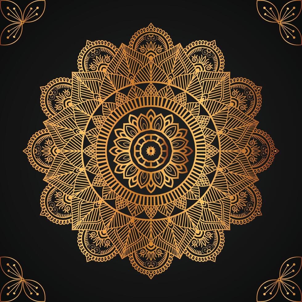 Decorative mandala pattern design in gold color vector
