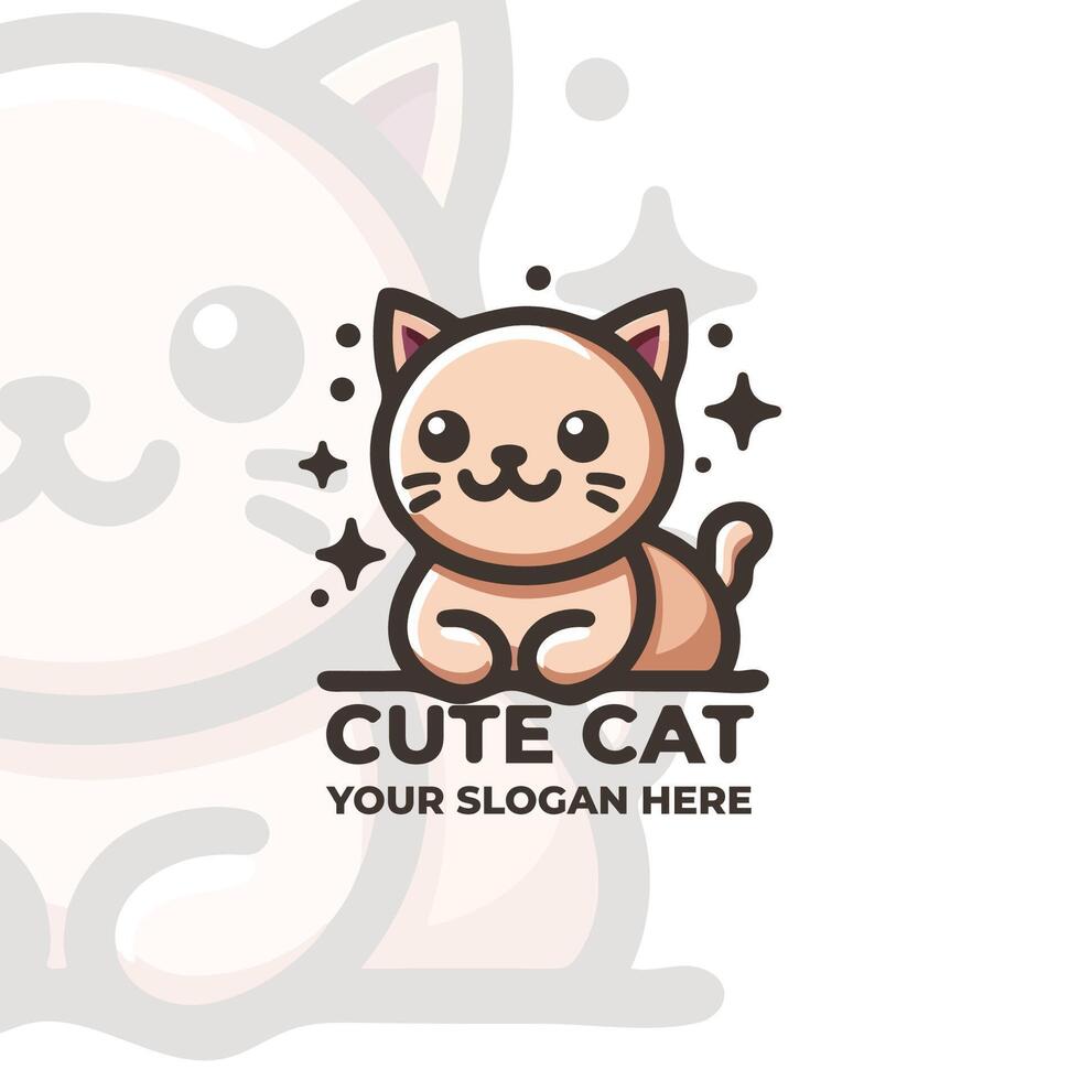 The Cute Cat Logo Design vector