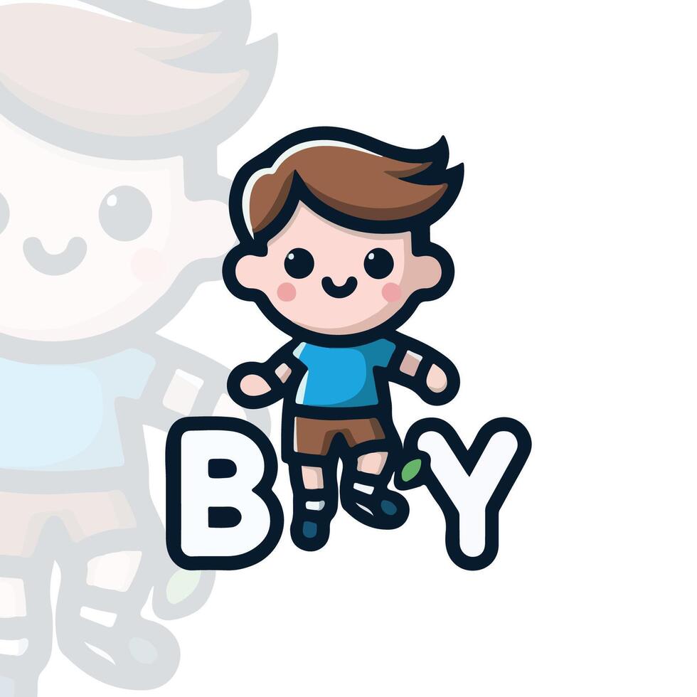 The Cute Boy Logo Design vector