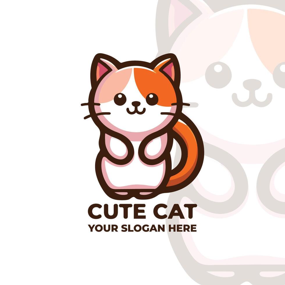 The Cute Cat Logo Design vector