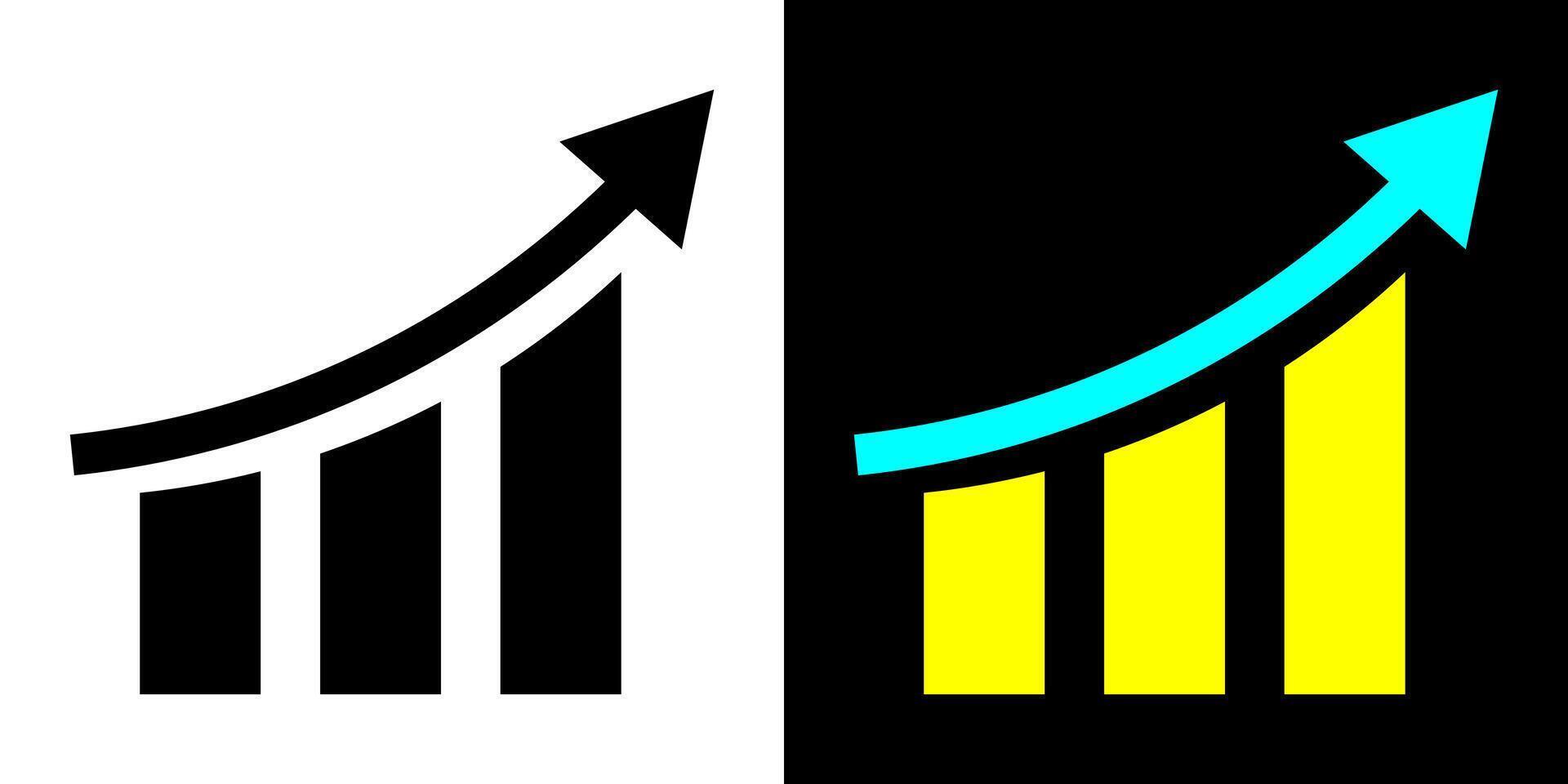 Rising bar graph symbol. Increasing bar graph icon. Growth graph illustration. vector