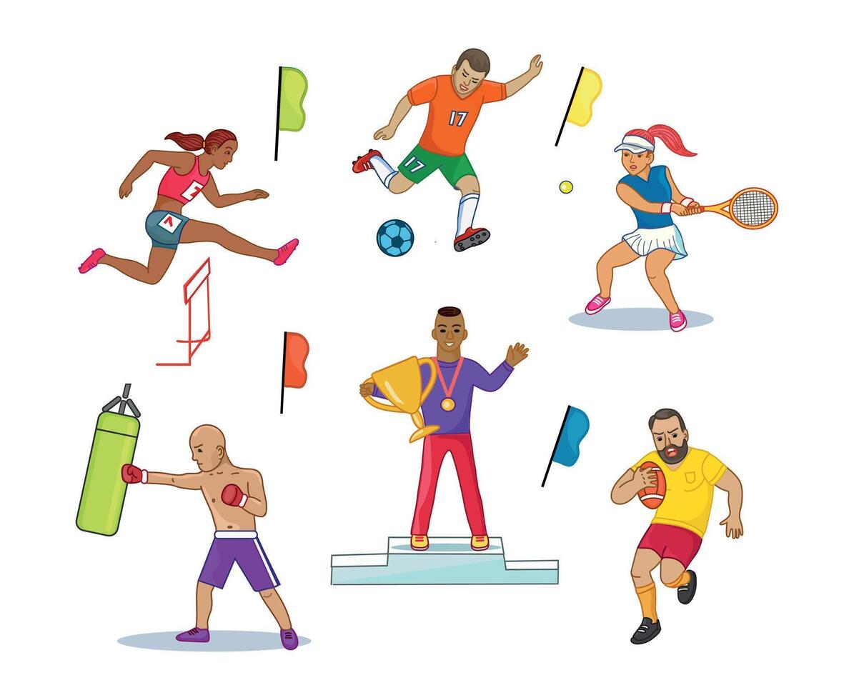 Competitive olympic sports illustration cliparts set collection vector
