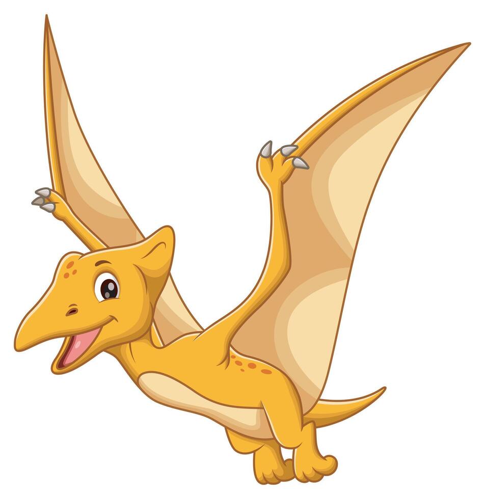Cute Pterodactyl Cartoon. Animal Nature Icon Concept Isolated vector