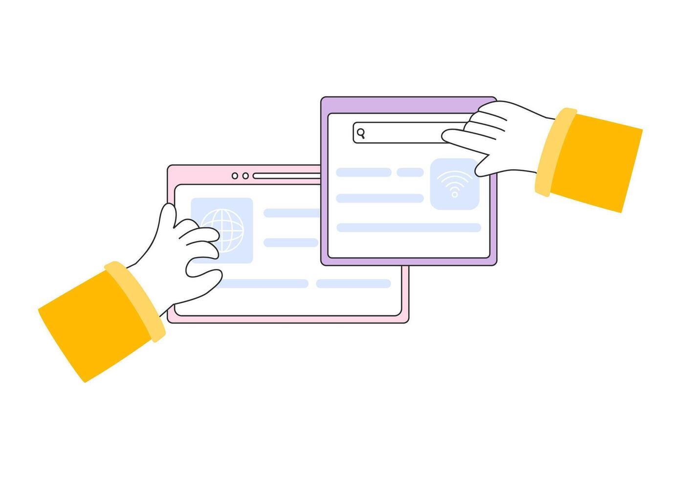 Intranet Internet Network Connection Technology Illustration to Share Confidential Company Information and Website in Flat Cartoon Background vector